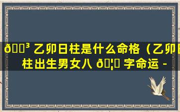 🌳 乙卯日柱是什么命格（乙卯日柱出生男女八 🦆 字命运 - 念鲜命理）